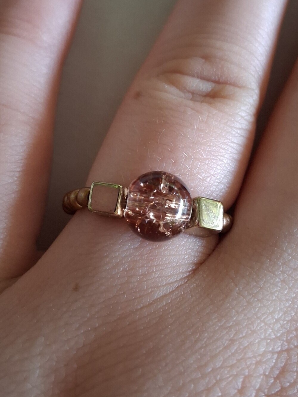 5/$25 Hand Crafted Rose Gold Glass Bead Ring 7,8,9